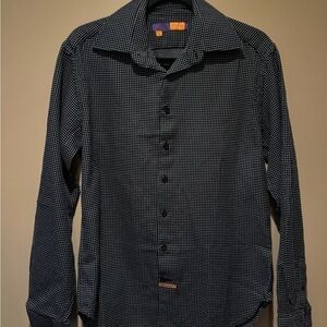 Black Casual Button Down Shirt with Spread Collar